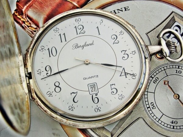 Rare silver Bergland Qwartz pocket watch from the 1980s - Image 3