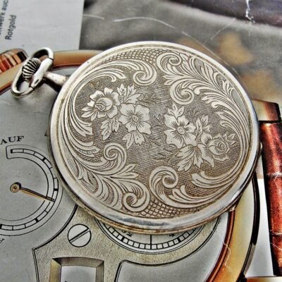Rare silver Bergland Qwartz pocket watch from the 1980s