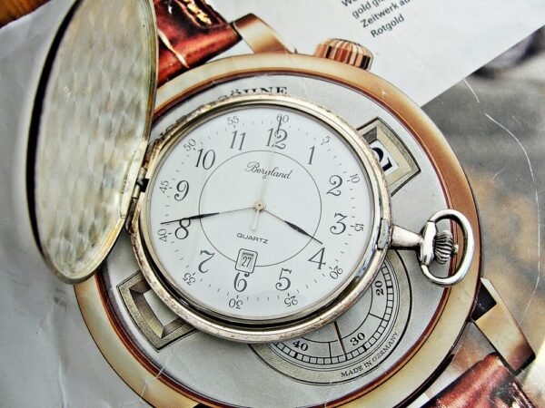 Rare silver Bergland Qwartz pocket watch from the 1980s - Image 8