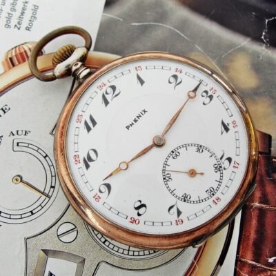 Rare silver Phenix pocket watch with porcelain dial from the 1920s