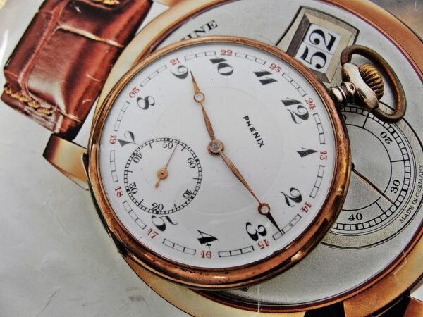 Rare silver Phenix pocket watch with porcelain dial from the 1920s - Image 6