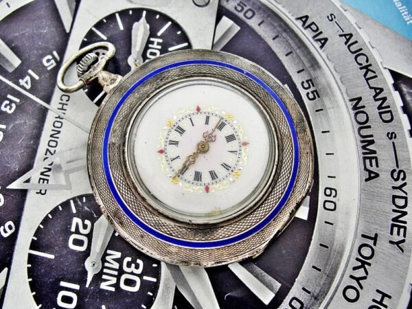 A nice silver pocket watch with a flower motif from the early 1900s. - Image 5