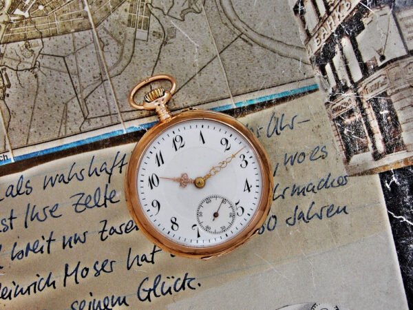 Beautiful 14k gold IWC Schaffhausen nun pocket watch from the early 1900s