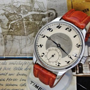 Steel case with glass back Tavannes installation from the 1940s.
