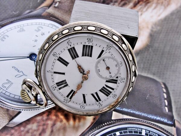 Rare large Swiss railway silver pocket watch from the late 1800s - Image 11