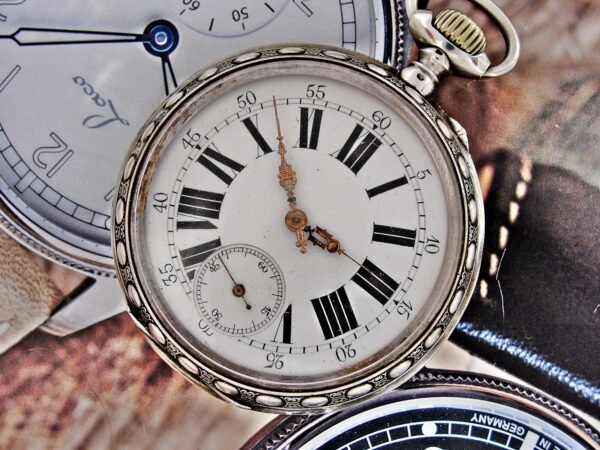 Rare large Swiss railway silver pocket watch from the late 1800s - Image 3