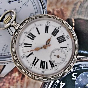 Rare large Swiss railway silver pocket watch from the late 1800s
