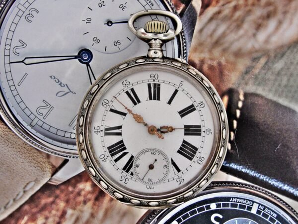 Rare large Swiss railway silver pocket watch from the late 1800s - Image 5