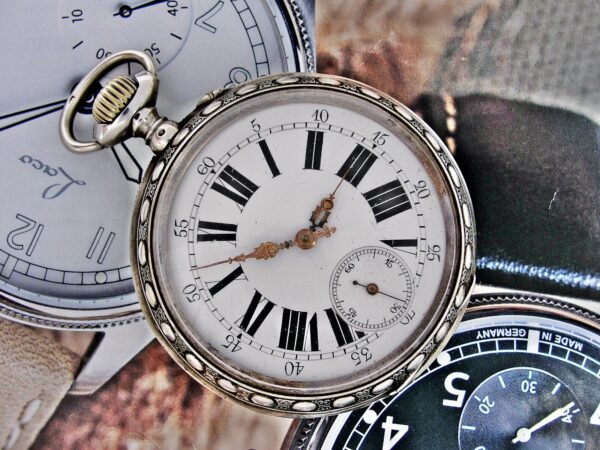 Rare large Swiss railway silver pocket watch from the late 1800s