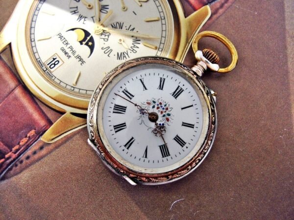 Silver porcelain nun's pocket watch with dial from the 1800s - Image 16