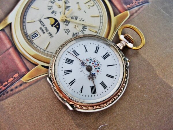 Silver porcelain nun's pocket watch with dial from the 1800s - Image 5