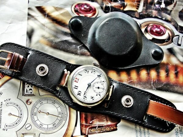 Beautiful trench watch with porcelain face from the early 1900s.