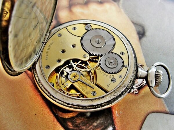 Longines silver pocket watch with porcelain dial from the early 1900s - Image 11