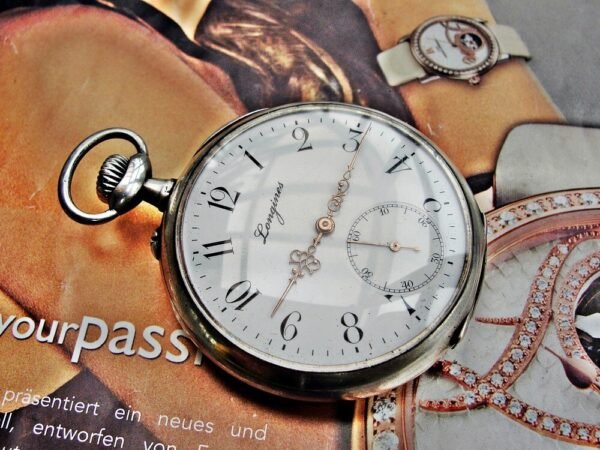 Longines silver pocket watch with porcelain dial from the early 1900s - Image 12