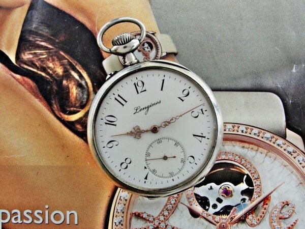Longines silver pocket watch with porcelain dial from the early 1900s - Image 13