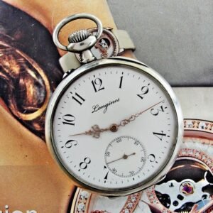 Longines silver pocket watch with porcelain dial from the early 1900s
