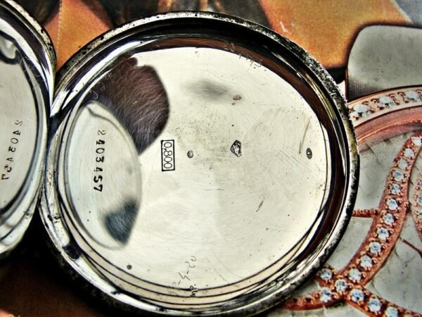 Longines silver pocket watch with porcelain dial from the early 1900s - Image 9