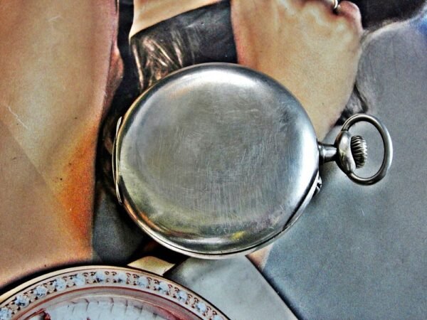Longines silver pocket watch with porcelain dial from the early 1900s - Image 10