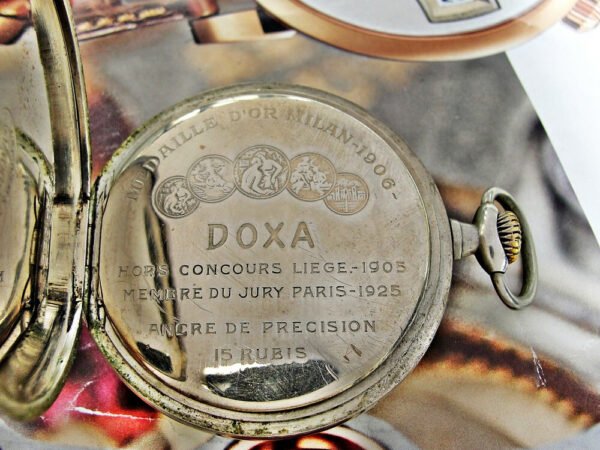 Nice Doxa pocket watch with metal holder from the 1920s - Image 12