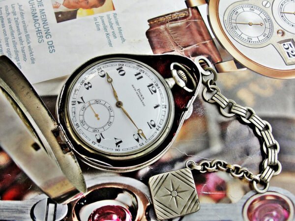 Nice Doxa pocket watch with metal holder from the 1920s - Image 16