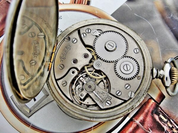 Nice Doxa pocket watch with porcelain dial and nice chain from the 1920 - Image 14