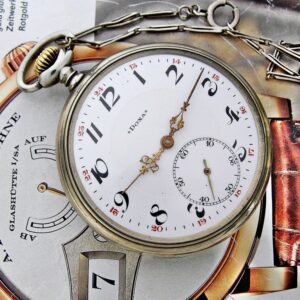Nice Doxa pocket watch with porcelain dial and nice chain from the 1920