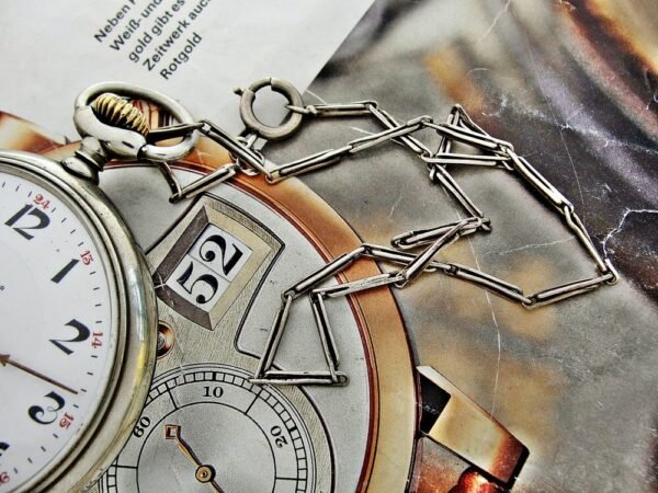 Nice Doxa pocket watch with porcelain dial and nice chain from the 1920 - Image 6