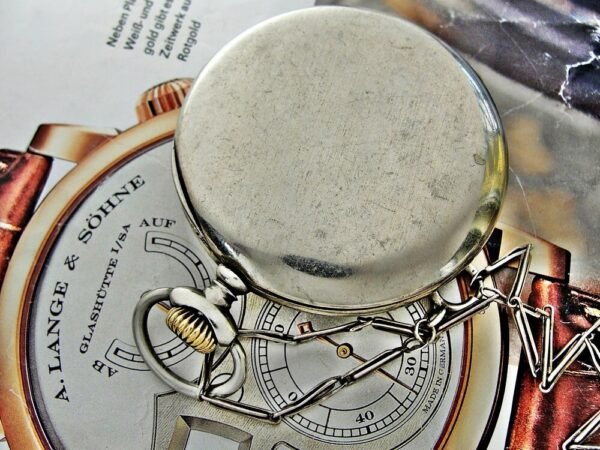 Nice Doxa pocket watch with porcelain dial and nice chain from the 1920 - Image 9