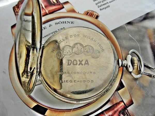 Nice Doxa pocket watch with porcelain dial and nice chain from the 1920 - Image 10