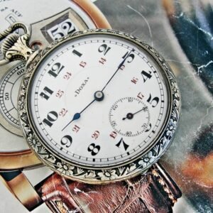 Beautiful porcelain dial Swiss Doxa hunting pocket watch from the early 1900s.