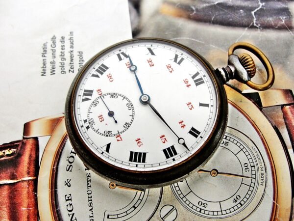 Rare Swiss porcelain dial iron case pocket watch from the 1920s. - Image 3