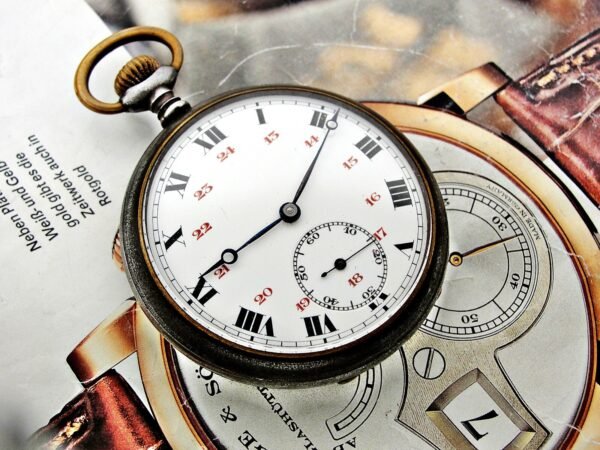 Rare Swiss porcelain dial iron case pocket watch from the 1920s.